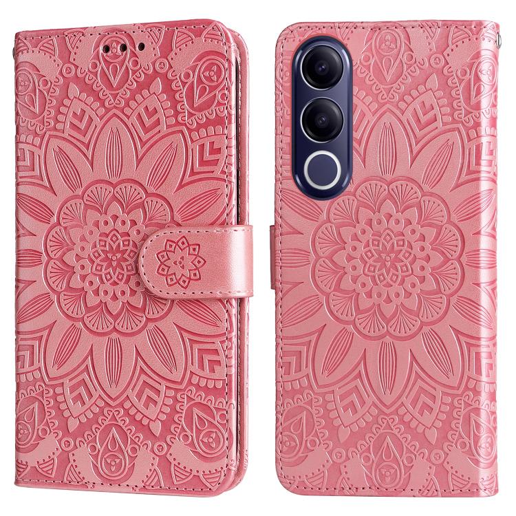 For vivo V70 FE 5G Embossed Sunflower Leather Phone Case