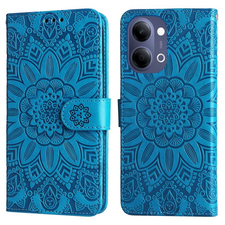 For vivo Y21 5G 2026 / vivo Y05 4G Embossed Sunflower Leather Phone Case