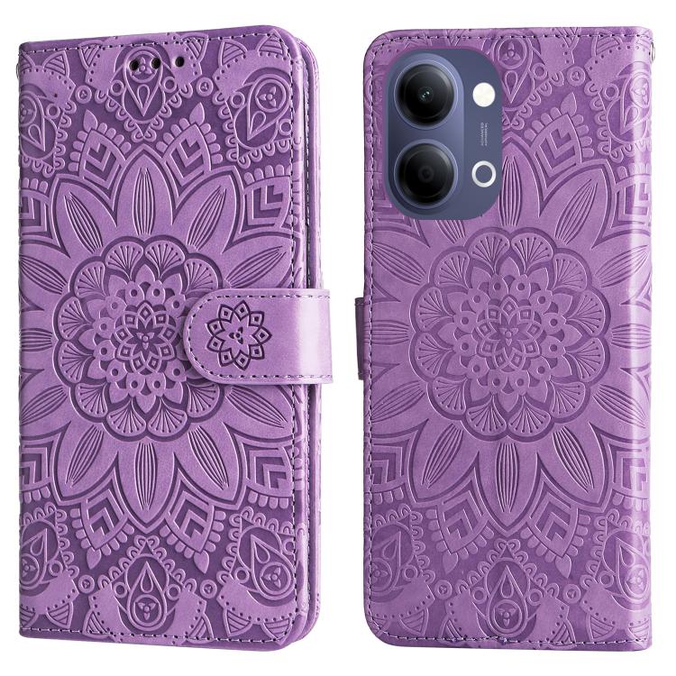 For vivo Y21 5G 2026 / vivo Y05 4G Embossed Sunflower Leather Phone Case