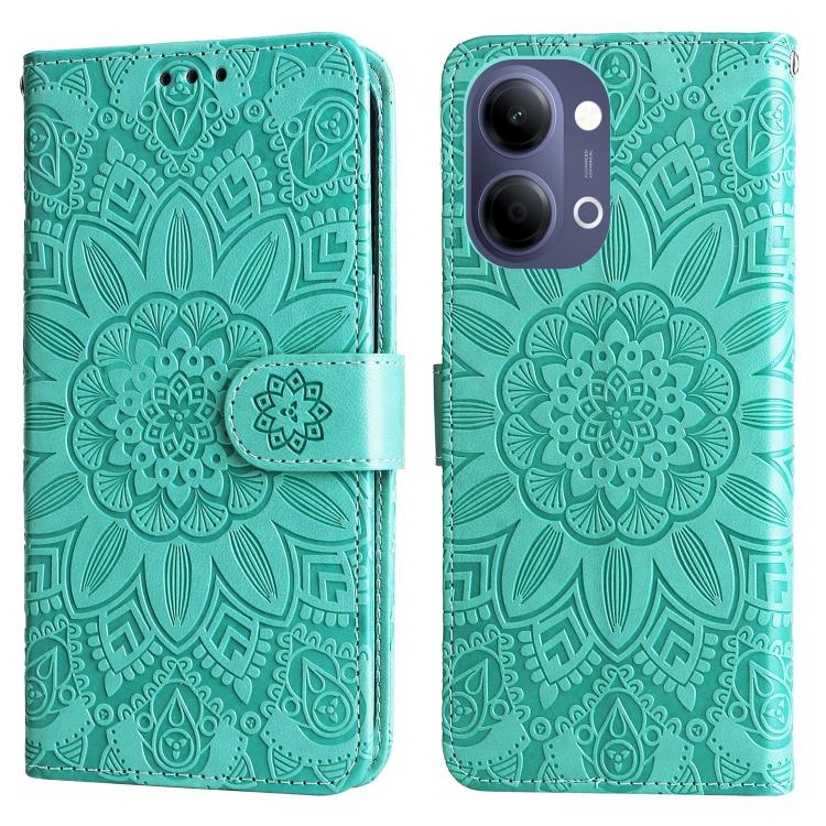For vivo Y21 5G 2026 / vivo Y05 4G Embossed Sunflower Leather Phone Case