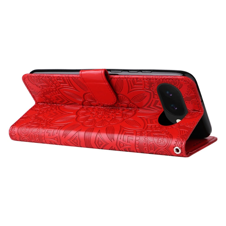 For Google Pixel 9a Embossed Sunflower Leather Phone Case