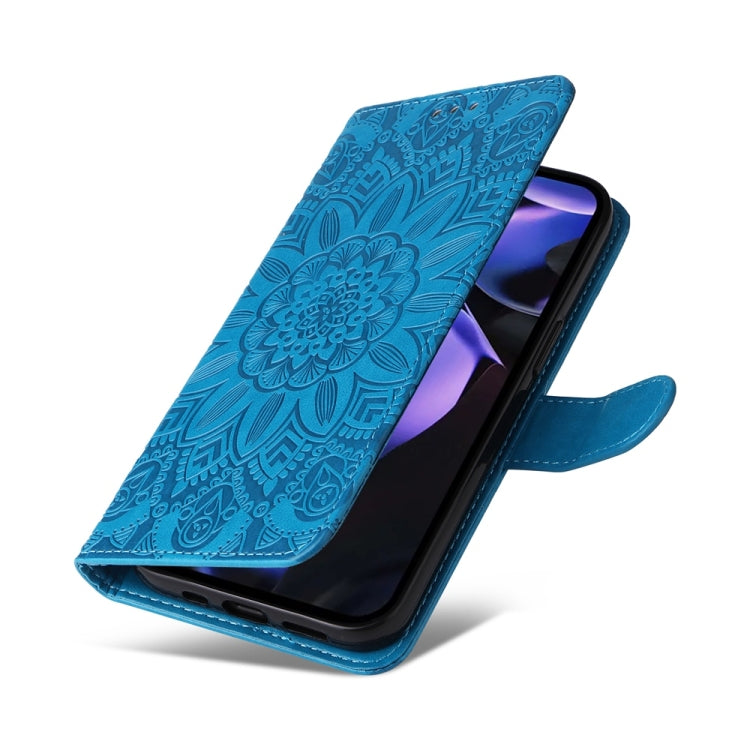 For Google Pixel 9a Embossed Sunflower Leather Phone Case