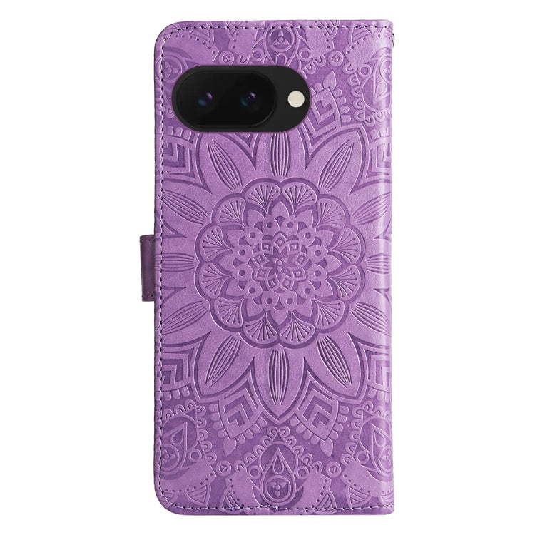 For Google Pixel 9a Embossed Sunflower Leather Phone Case