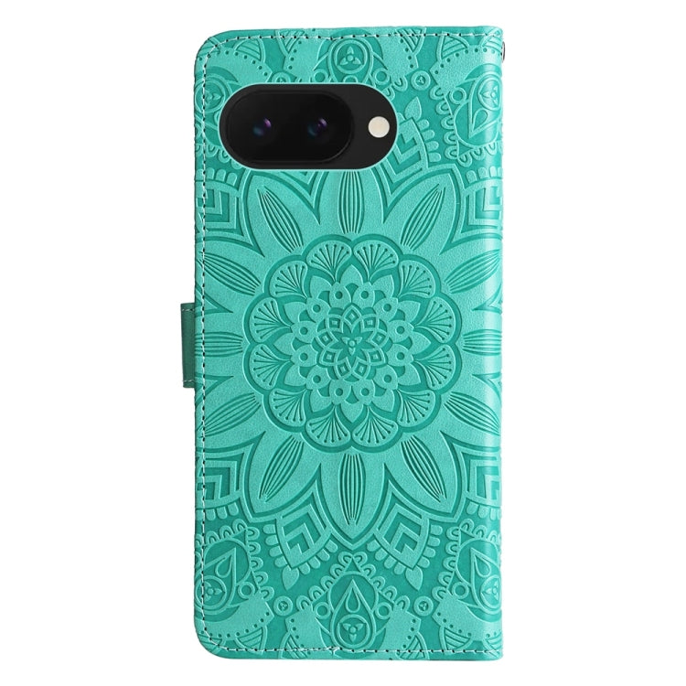 For Google Pixel 9a Embossed Sunflower Leather Phone Case
