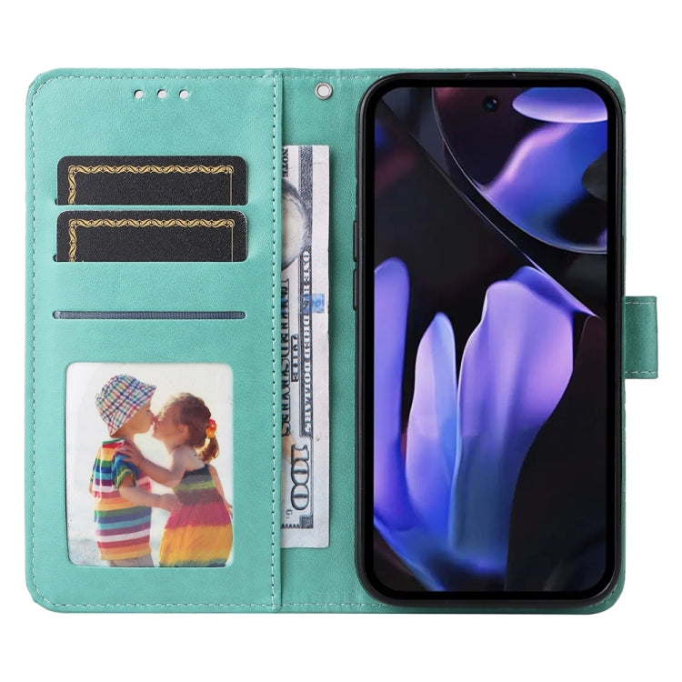 For Google Pixel 9a Embossed Sunflower Leather Phone Case