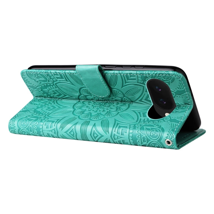 For Google Pixel 9a Embossed Sunflower Leather Phone Case
