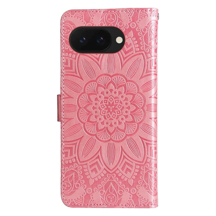 For Google Pixel 9a Embossed Sunflower Leather Phone Case