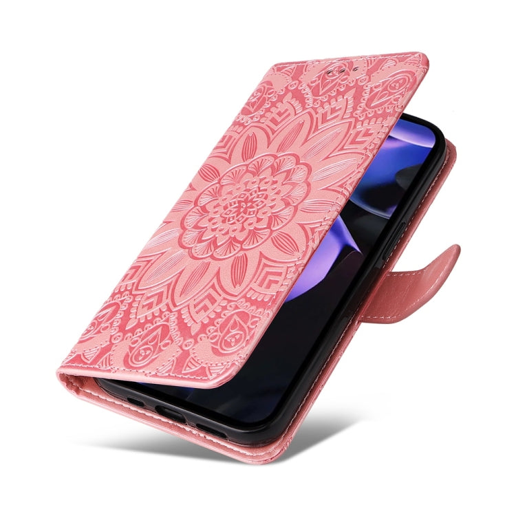 For Google Pixel 9a Embossed Sunflower Leather Phone Case
