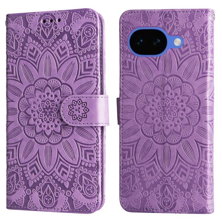 For Google Pixel 10a Embossed Sunflower Leather Phone Case