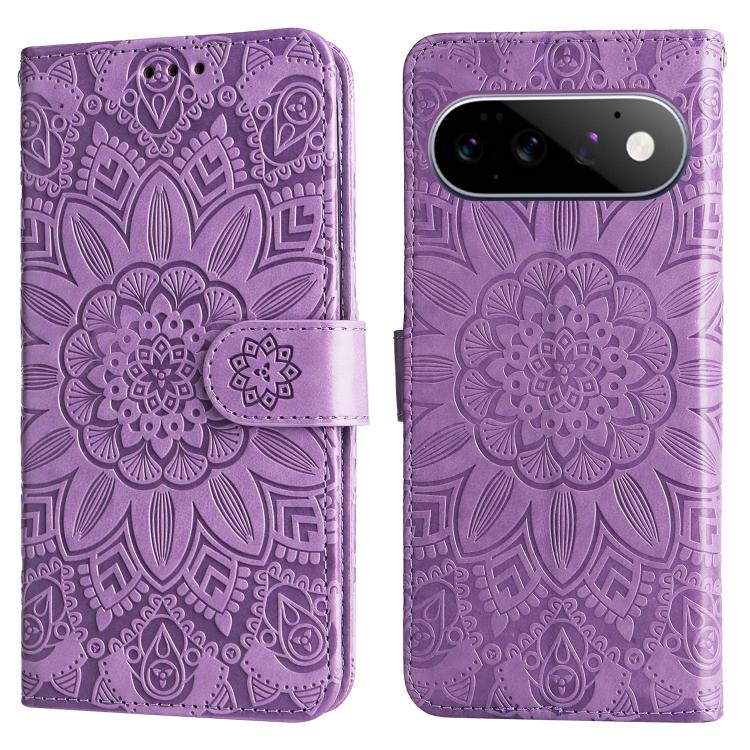 For Google Pixel 11 / Pixel 11 Pro Embossed Sunflower Leather Phone Case