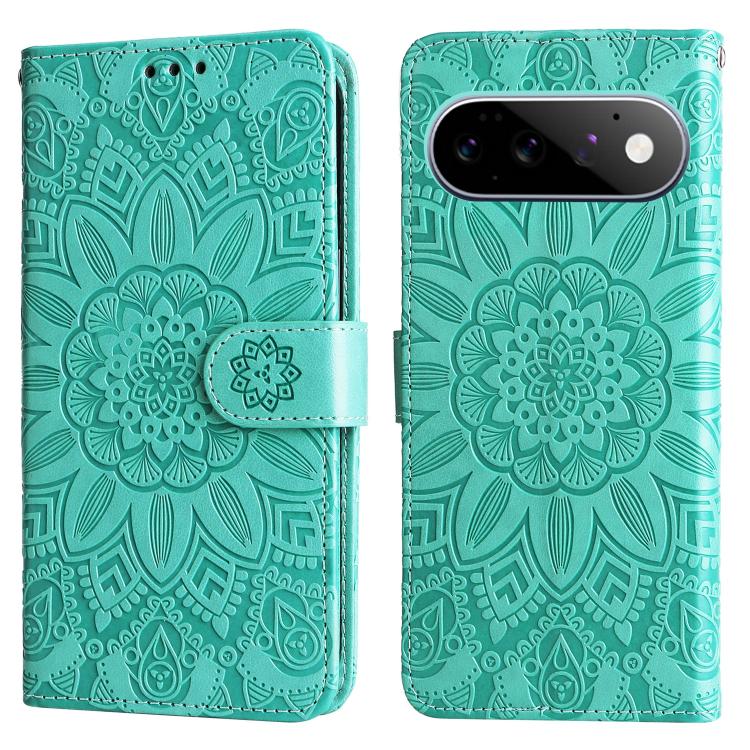 For Google Pixel 11 / Pixel 11 Pro Embossed Sunflower Leather Phone Case