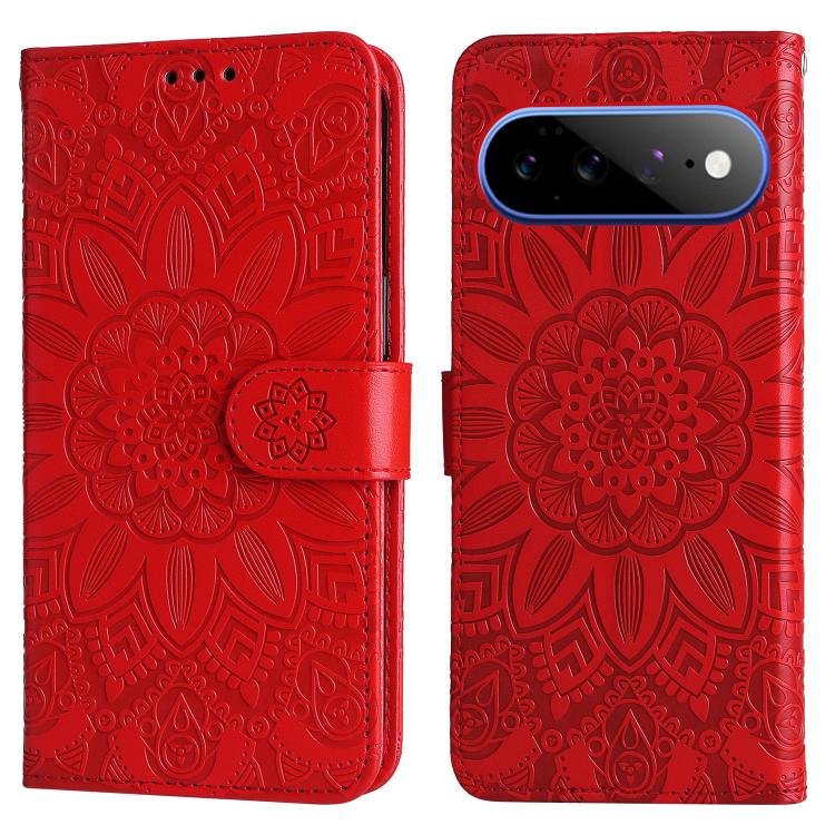 For Google Pixel 11 Pro XL Embossed Sunflower Leather Phone Case