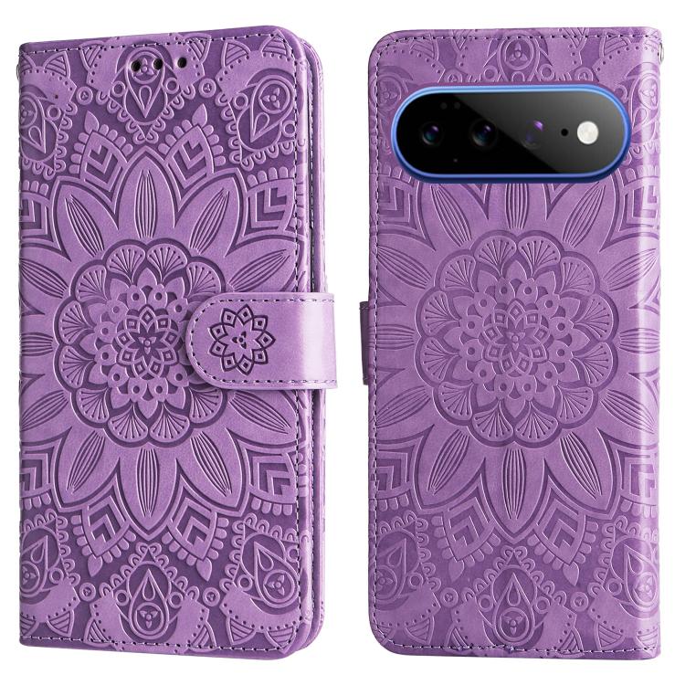 For Google Pixel 11 Pro XL Embossed Sunflower Leather Phone Case
