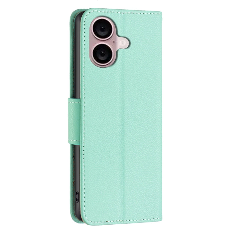 For iPhone 16 Litchi Texture Pure Color Flip Leather Phone Case