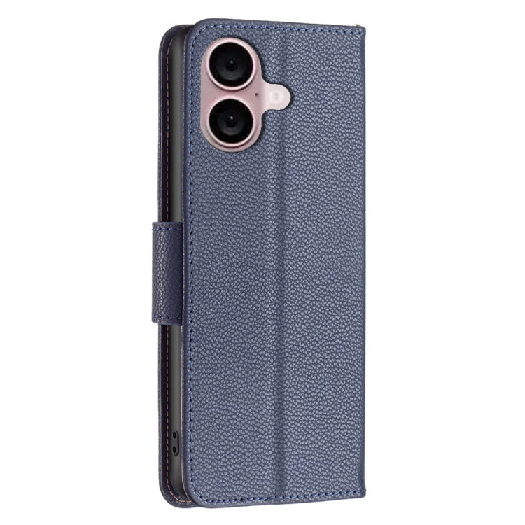 For iPhone 16 Litchi Texture Pure Color Flip Leather Phone Case