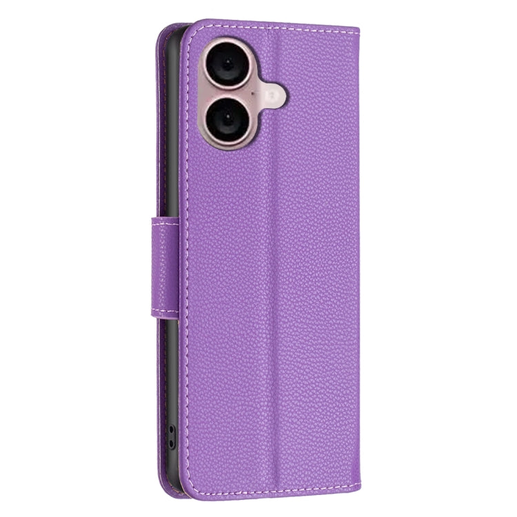 For iPhone 16 Plus Litchi Texture Pure Color Flip Leather Phone Case
