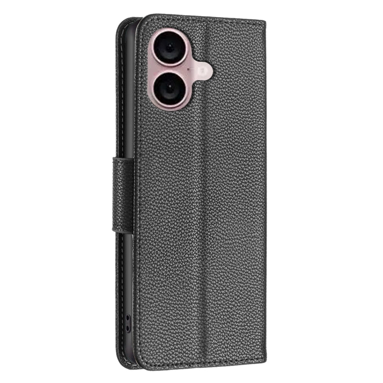 For iPhone 16 Plus Litchi Texture Pure Color Flip Leather Phone Case