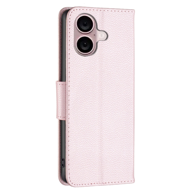 For iPhone 16 Plus Litchi Texture Pure Color Flip Leather Phone Case