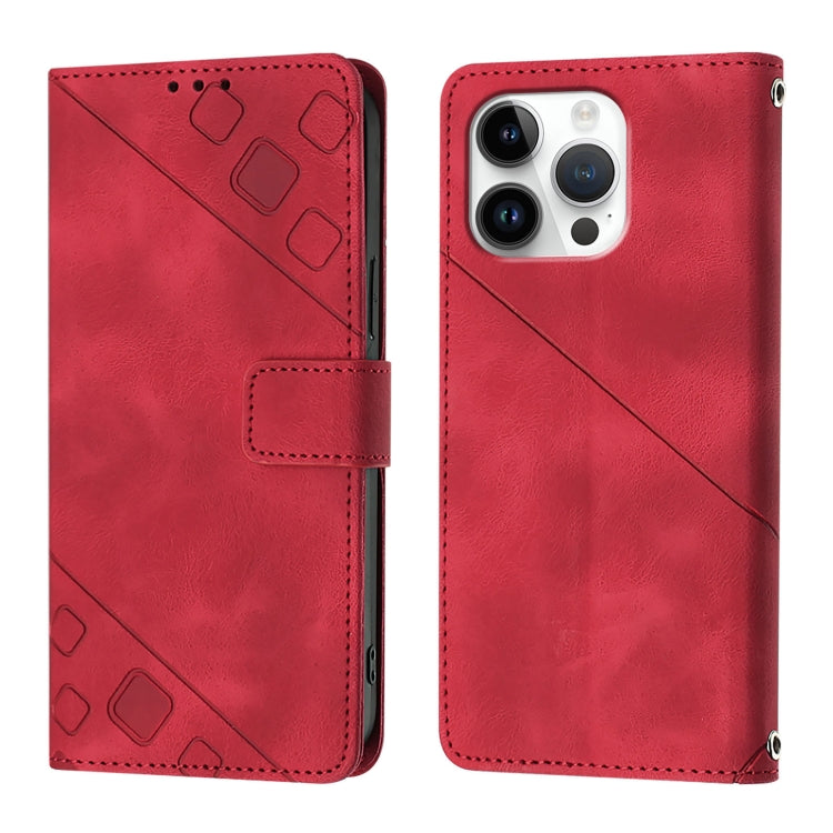For iPhone 16 Pro Max Skin-feel Embossed Leather Phone Case