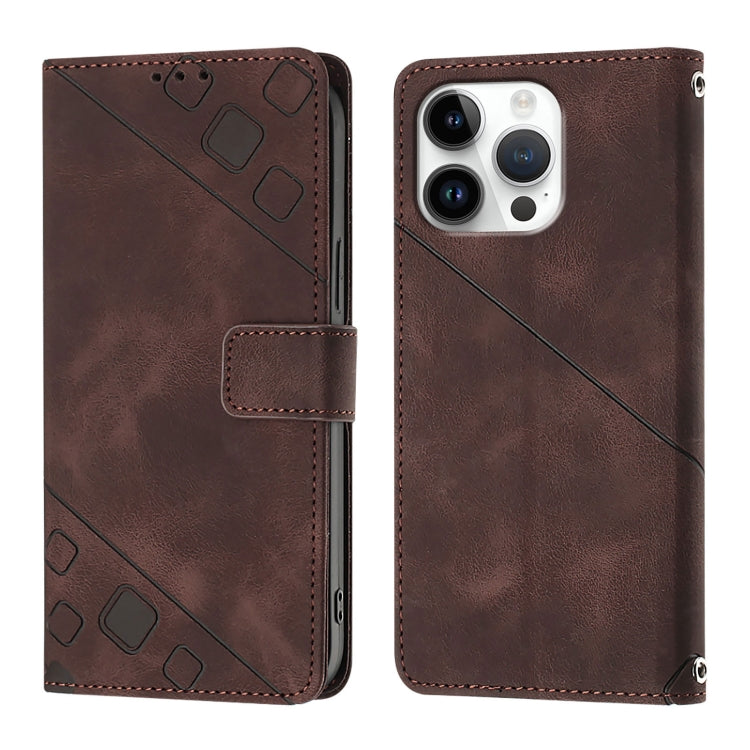 For iPhone 16 Pro Max Skin-feel Embossed Leather Phone Case