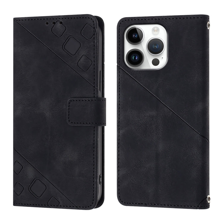For iPhone 16 Pro Max Skin-feel Embossed Leather Phone Case