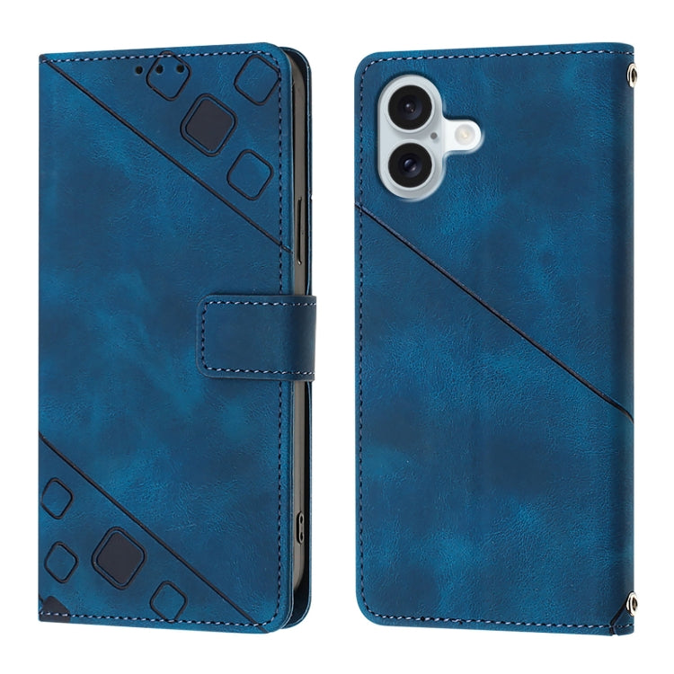 For iPhone 16 Plus Skin-feel Embossed Leather Phone Case