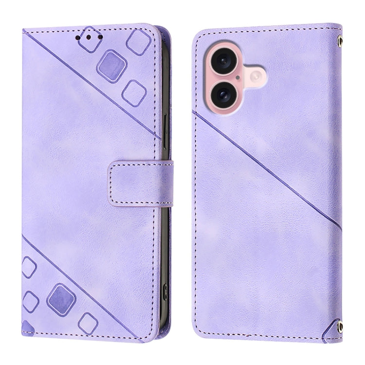 For iPhone 16 Skin-feel Embossed Leather Phone Case
