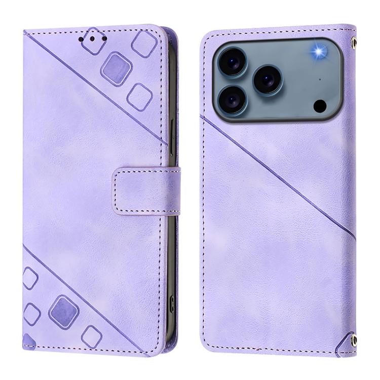 For iPhone 17 Pro Skin-feel Embossed Leather Phone Case