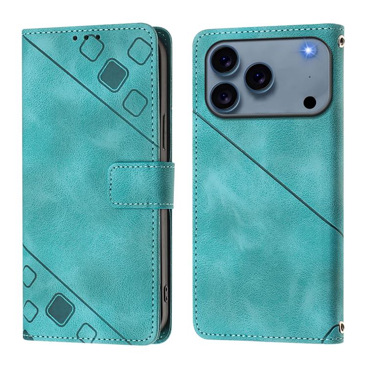 For iPhone 17 Pro Skin-feel Embossed Leather Phone Case