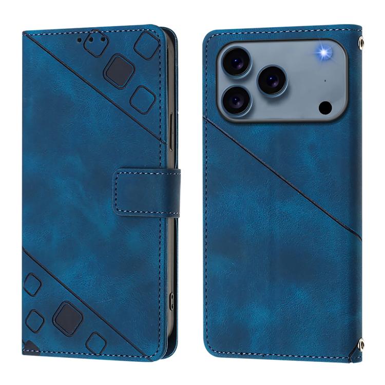 For iPhone 17 Pro Skin-feel Embossed Leather Phone Case