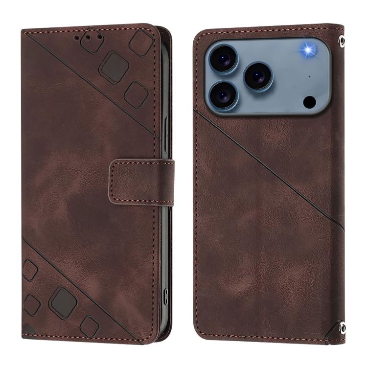 For iPhone 17 Pro Skin-feel Embossed Leather Phone Case