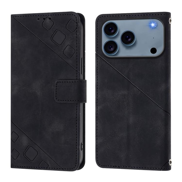 For iPhone 17 Pro Skin-feel Embossed Leather Phone Case