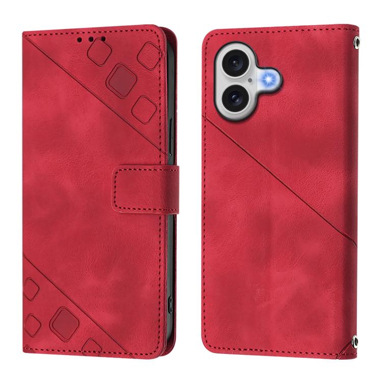 For iPhone 17 Skin-feel Embossed Leather Phone Case