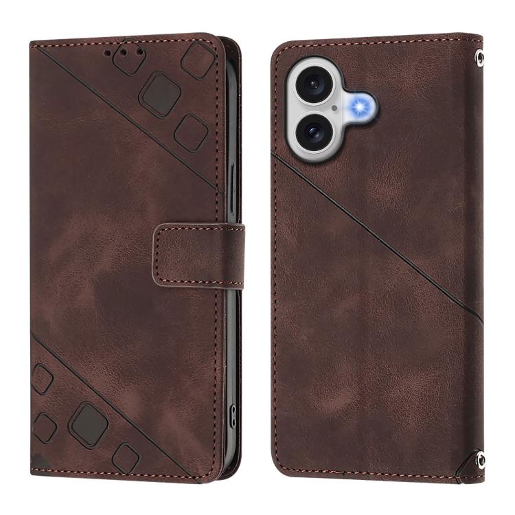 For iPhone 17 Skin-feel Embossed Leather Phone Case