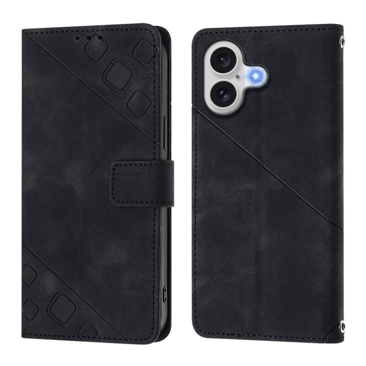 For iPhone 17 Skin-feel Embossed Leather Phone Case