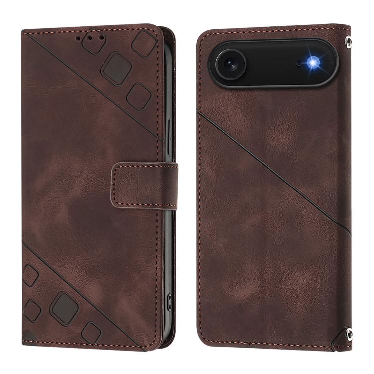 For iPhone Air Skin-feel Embossed Leather Phone Case