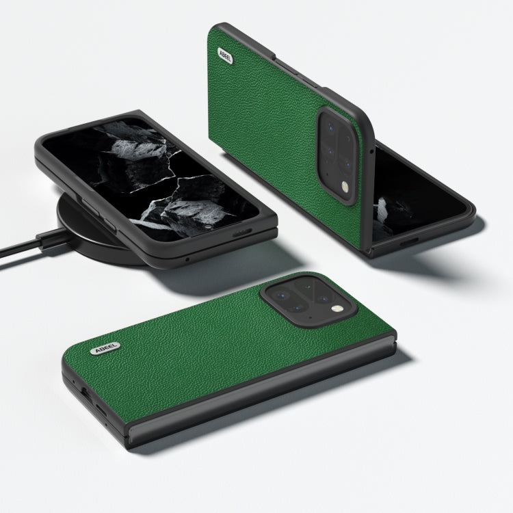 For Google Pixel 9 Pro Fold ABEEL Black Edge Genuine Leather Mino Phone Case