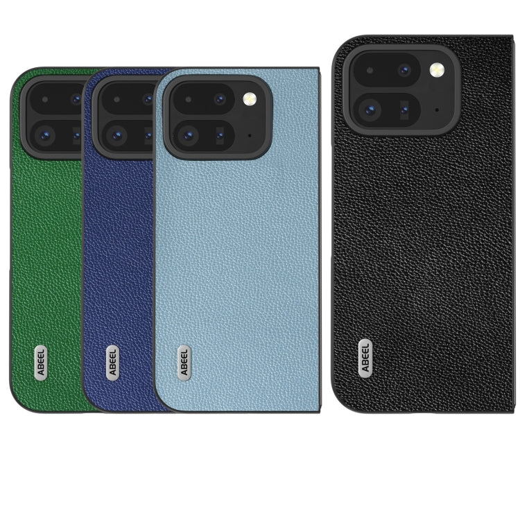 For Google Pixel 9 Pro Fold ABEEL Black Edge Genuine Leather Mino Phone Case
