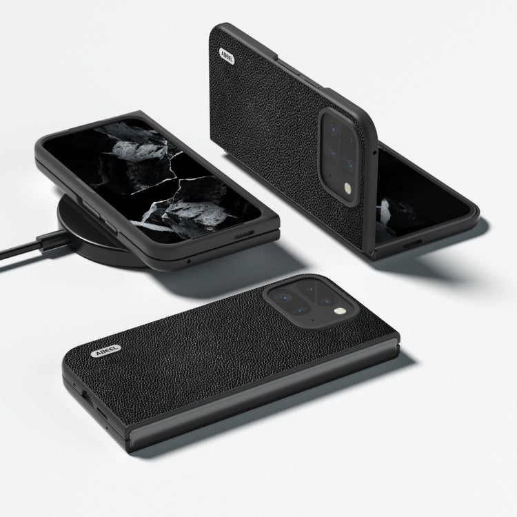 For Google Pixel 9 Pro Fold ABEEL Black Edge Genuine Leather Mino Phone Case