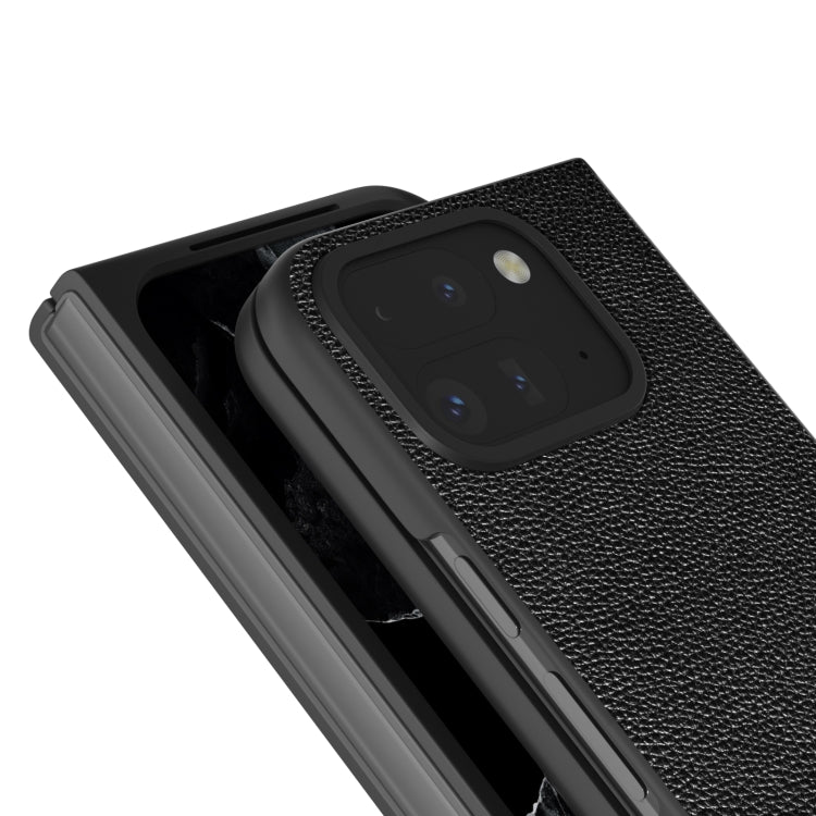 For Google Pixel 9 Pro Fold ABEEL Black Edge Genuine Leather Mino Phone Case