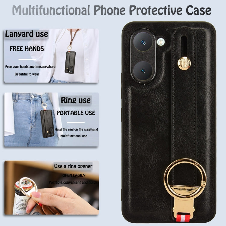 For vivo Y03 4G Wristband Leather Back Phone Case