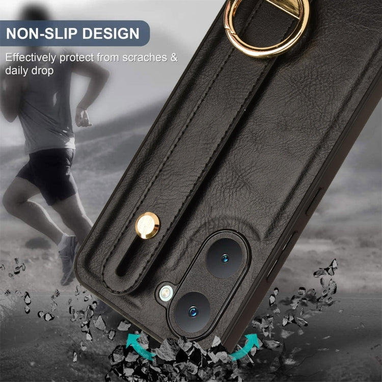 For vivo Y03 4G Wristband Leather Back Phone Case