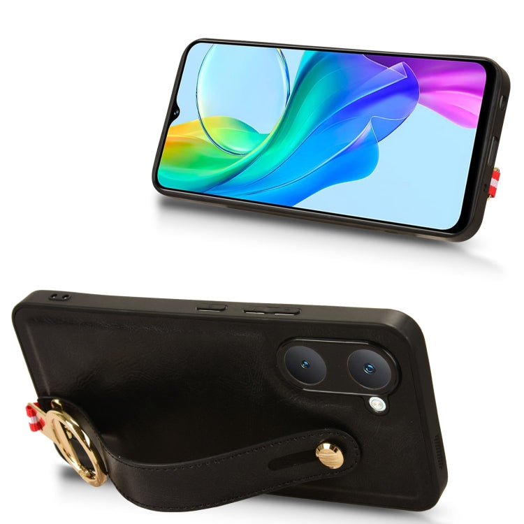 For vivo Y03 4G Wristband Leather Back Phone Case