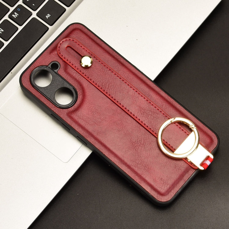 For vivo Y03 4G Wristband Leather Back Phone Case