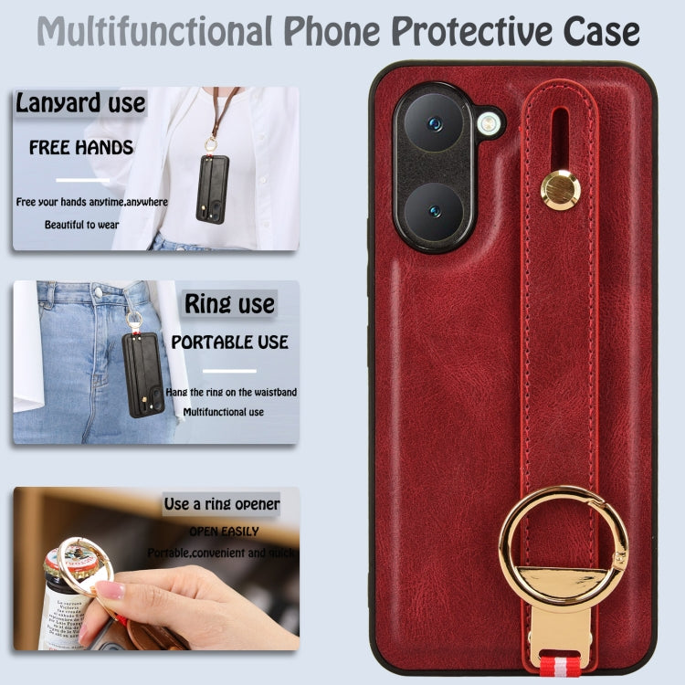 For vivo Y03 4G Wristband Leather Back Phone Case