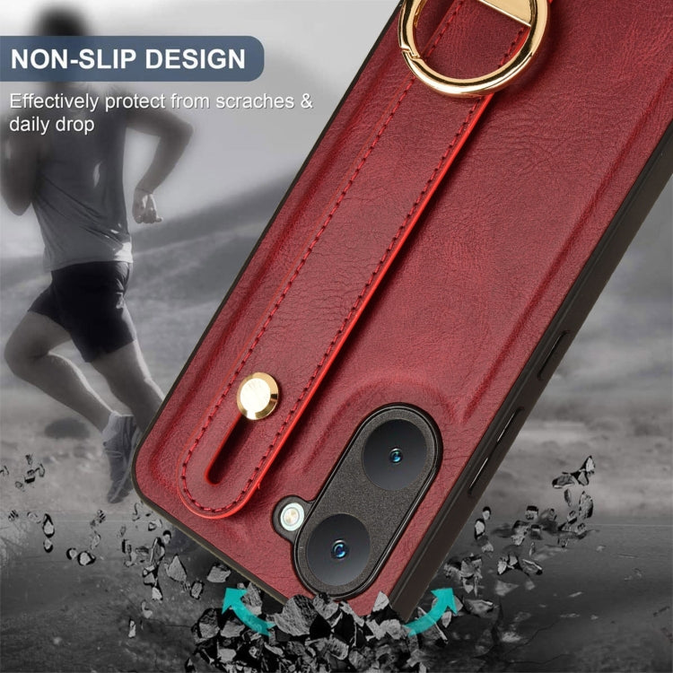 For vivo Y03 4G Wristband Leather Back Phone Case