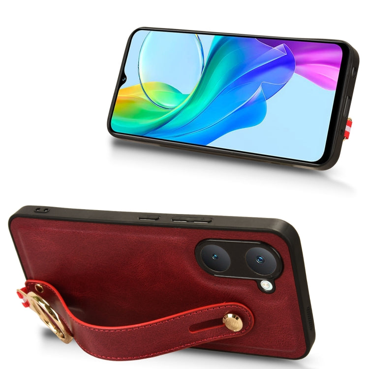 For vivo Y03 4G Wristband Leather Back Phone Case