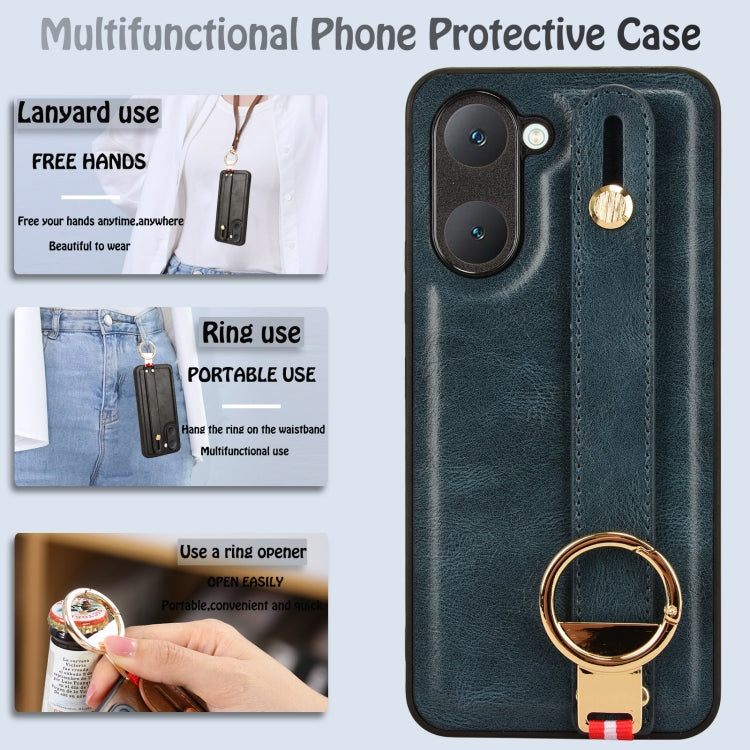 For vivo Y03 4G Wristband Leather Back Phone Case