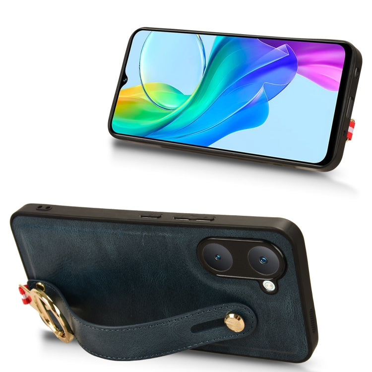 For vivo Y03 4G Wristband Leather Back Phone Case