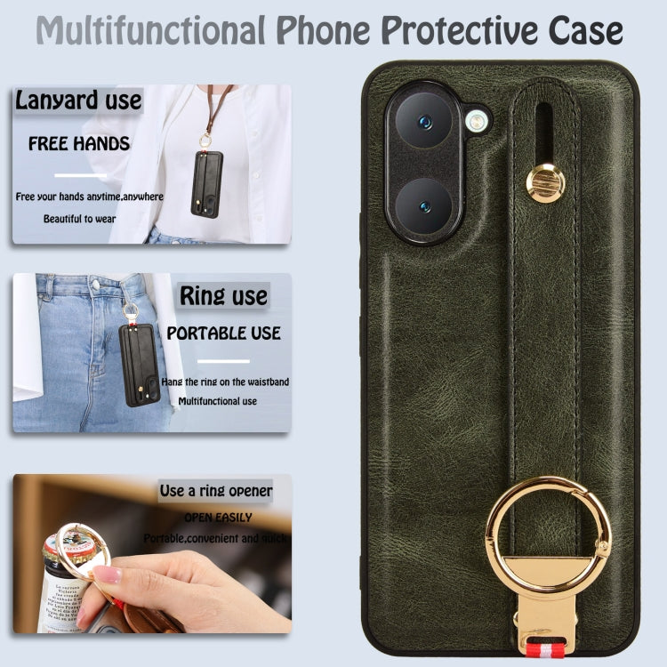 For vivo Y03 4G Wristband Leather Back Phone Case